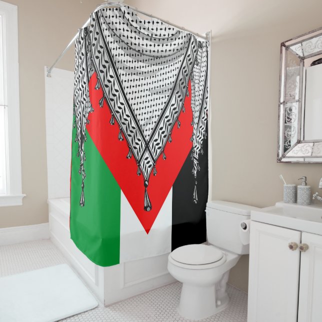 Keffiyeh Palestinian Scarf Traditional Fabric Shower Curtain (In Situ)