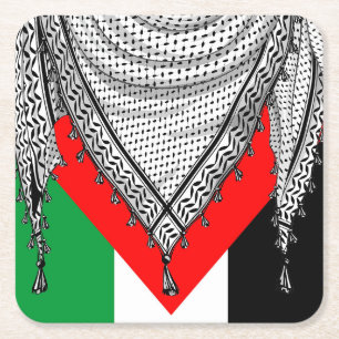 Keffiyeh Palestinian Scarf Traditional Fabric Square Paper Coaster