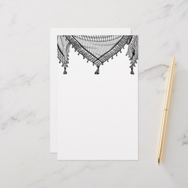 Keffiyeh Palestinian Scarf Traditional Fabric Stationery (Front/Back In Situ)