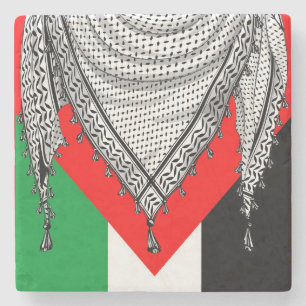 Keffiyeh Palestinian Scarf Traditional Fabric Stone Coaster
