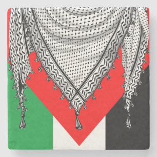 Keffiyeh Palestinian Scarf Traditional Fabric Stone Coaster
