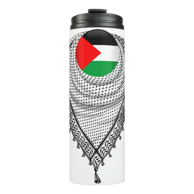 Keffiyeh Palestinian Scarf Traditional Fabric Thermal Tumbler (Front)