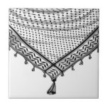 Keffiyeh Palestinian Scarf Traditional Fabric Tile<br><div class="desc">Palestinian / Arab Keffiyeh black and white Scarf designed as if wrapped around the neck, element isolated on white. The keffiyeh, also known as a hatta, is a traditional Arab headdress. Historically, it was worn by nomadic communities — or Bedouins — in historic Palestine. It's typically made of cotton and...</div>