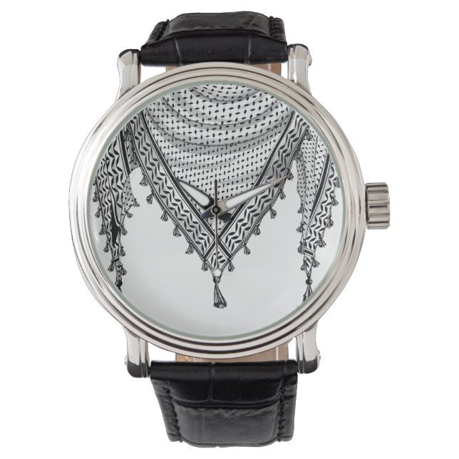 Keffiyeh Palestinian Scarf Traditional Fabric Watch (Front)