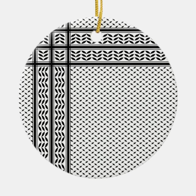 Keffiyeh Symbol of Palestine Resistance Pattern Ceramic Tree Decoration (Front)