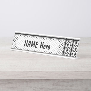 Keffiyeh Symbol of Palestine Resistance Pattern Desk Name Plate