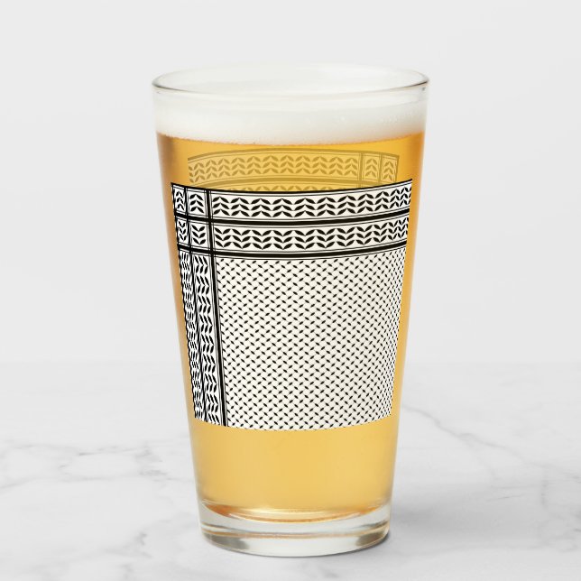 Keffiyeh Symbol of Palestine Resistance Pattern Glass (Front Filled)