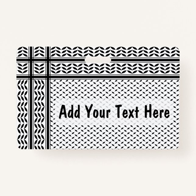 Keffiyeh Symbol of Palestine Resistance Pattern ID Badge (Front)