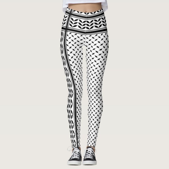 Keffiyeh Symbol of Palestine Resistance Pattern Leggings (Front)
