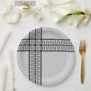 Keffiyeh Symbol of Palestine Resistance Pattern Paper Plate