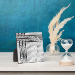 Keffiyeh Symbol of Palestine Resistance Pattern Plaque<br><div class="desc">Fast forward to the 1960s and the rise of the Palestinian resistance movement,  the prominent Palestinian politician,  Yasser Arafat,  further solidified this meaning behind the keffiyeh. The keffiyeh became Arafat’s personal trademark as he draped it over his right shoulder to resemble the pre-1948 map of Palestine.</div>