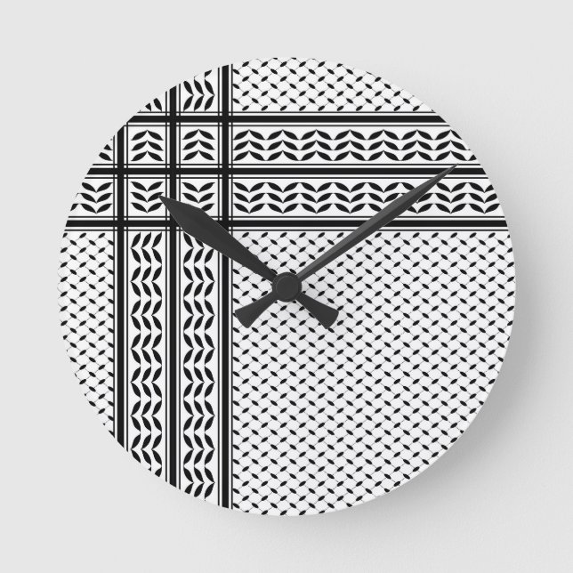 Keffiyeh Symbol of Palestine Resistance Pattern Round Clock (Front)