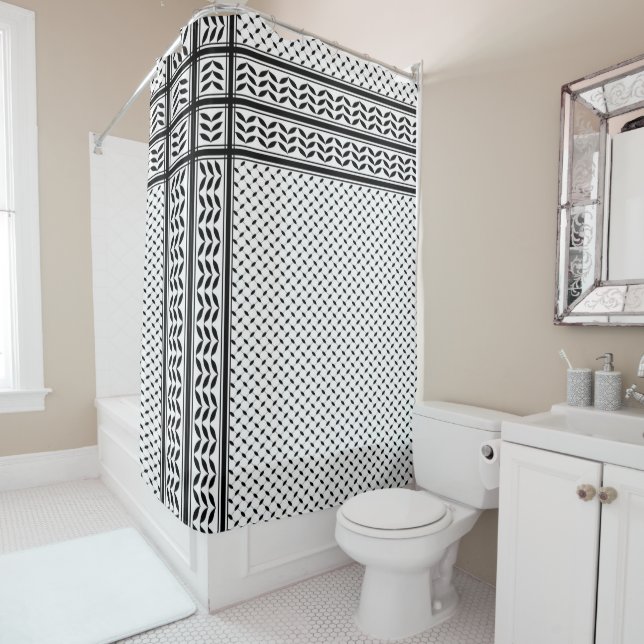 Keffiyeh Symbol of Palestine Resistance Pattern Shower Curtain (In Situ)