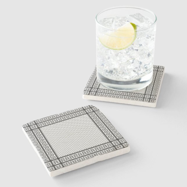 Keffiyeh Symbol of Palestine Resistance Pattern Stone Coaster (Side)