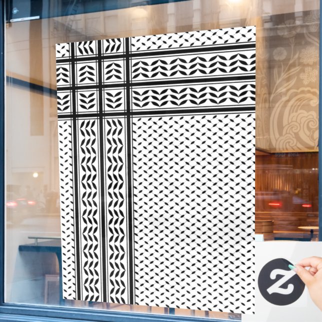 Keffiyeh Symbol of Palestine Resistance Pattern Window Cling (Cafe Window)
