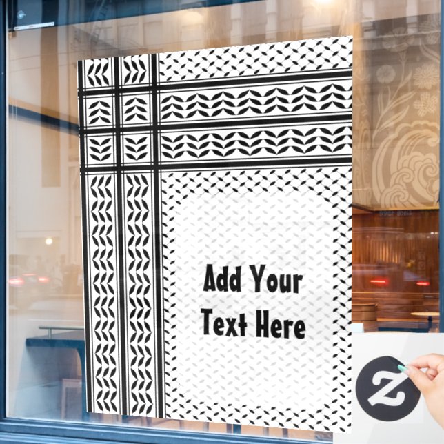 Keffiyeh Symbol of Palestine Resistance Pattern Window Cling (Cafe Window)