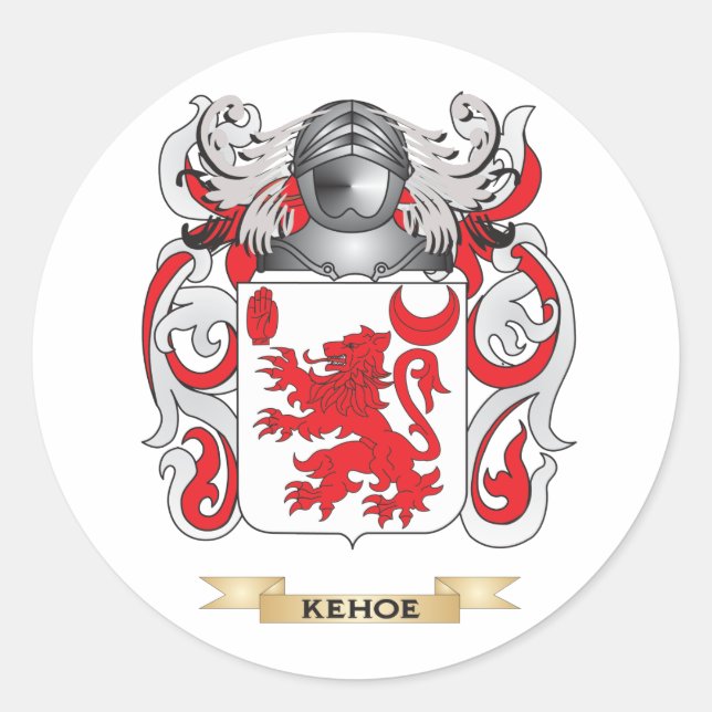 Kehoe Coat of Arms (Family Crest) Classic Round Sticker (Front)