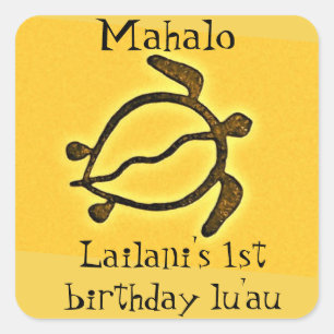 Keiki First Birthday Luau Thank You Favour Square Sticker
