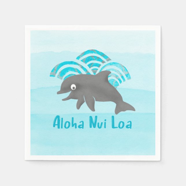 Keiki Watercolor Dolphin Wave Engineer Napkin (Front)