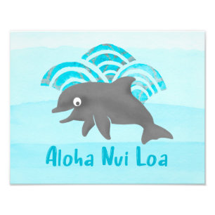 Keiki Watercolor Dolphin Wave Photo Print