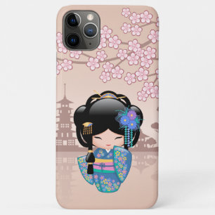 Keiko Kokeshi Doll - Blue Kimono Geisha Girl iPhone 11 Pro Max Case