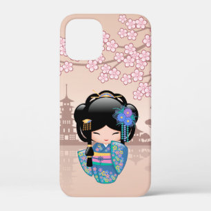 Keiko Kokeshi Doll - Blue Kimono Geisha Girl iPhone 12 Mini Case