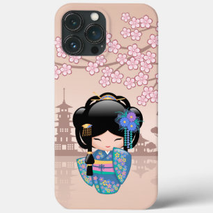 Keiko Kokeshi Doll - Blue Kimono Geisha Girl iPhone 13 Pro Max Case
