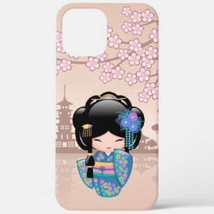 Keiko Kokeshi Doll - Blue Kimono Geisha Girl iPhone 12 Pro Max Case