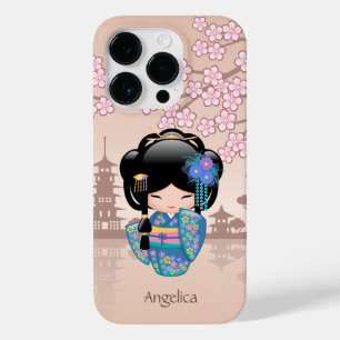 Keiko Kokeshi Doll - Blue Kimono Geisha Girl Case-Mate iPhone 14 Pro Case