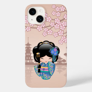 Keiko Kokeshi Doll - Blue Kimono Geisha Girl Case-Mate iPhone 14 Case
