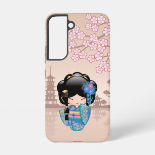 Keiko Kokeshi Doll - Blue Kimono Geisha Girl Samsung Galaxy Case