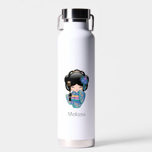 Keiko Kokeshi Doll - Blue Kimono Geisha Girl Water Bottle