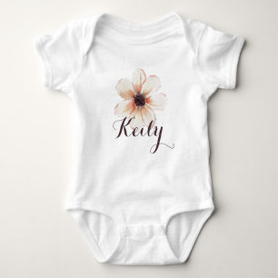 Keily Name Baby Girl Clothing Custom Flower Pink Bodysuit