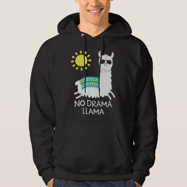 Kein Drama Lama Alpaca Happy Freedom Llama Sunglas Hoodie (Front)