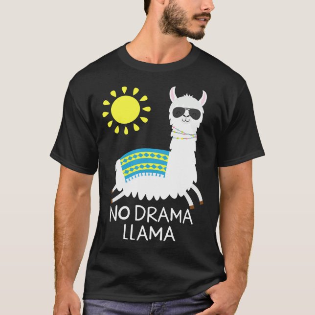 Kein Drama Lama Alpaca Happy Freedom Llama Sunglas T-Shirt (Front)