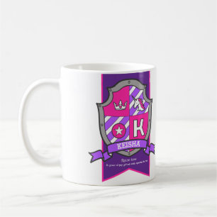 Keisha name meaning knight purple pink letter K Coffee Mug
