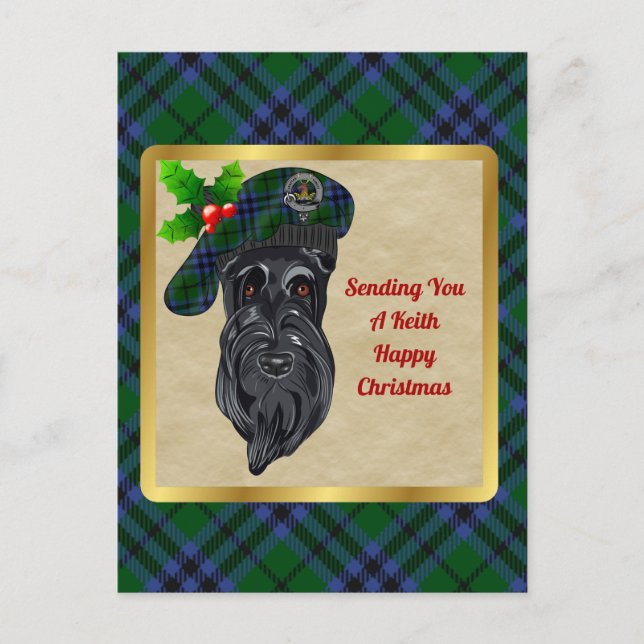 Keith Clan Badge & Tartan Christmas Postcard (Front)