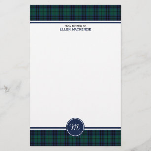 Keith Clan Modern Tartan Monogram Stationery