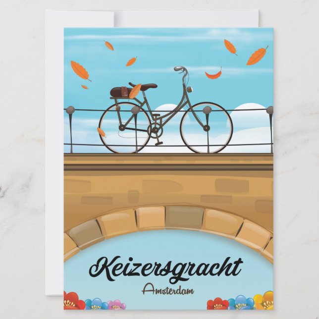 Keizersgracht Canal Amsterdam travel poster Invitation (Front)
