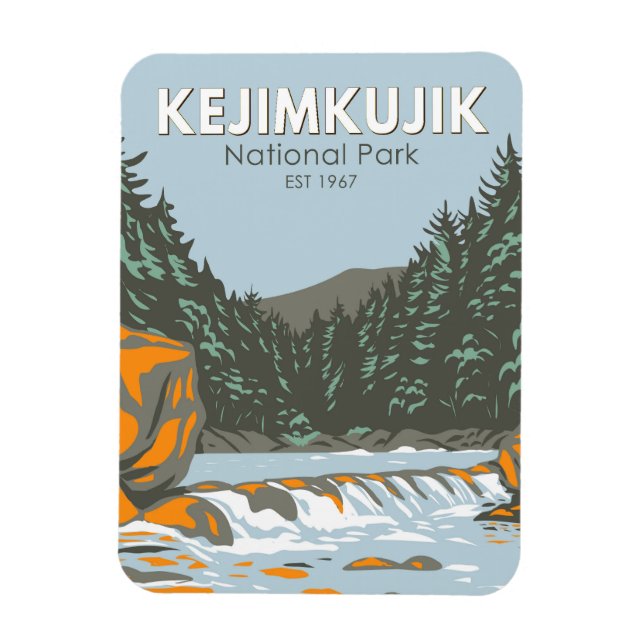 Kejimkujik National Park Canada Vintage Art Magnet (Vertical)