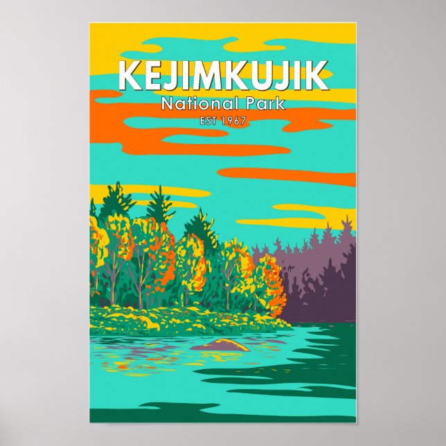 Kejimkujik National Park Still Brook Canada Retro Poster (Front)