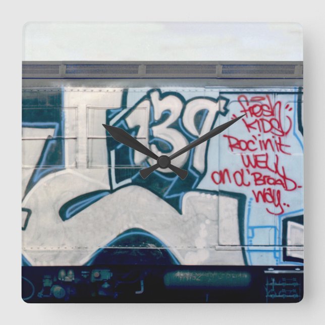 Kel139 Classic Graffiti Square Wall Clock (Front)
