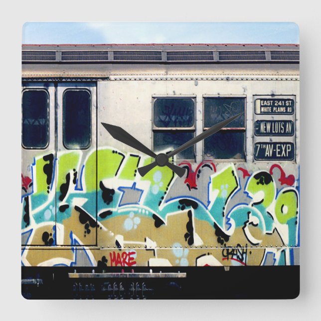 Kel1st Classic Graffiti Square Wall Clock (Front)