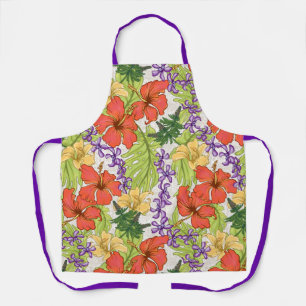 Keleah Tropical Hawaiian Hibiscus and Orchids Apron