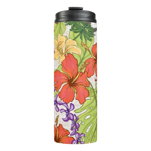 Keleah Tropical Hawaiian Hibiscus and Orchids Thermal Tumbler (Front)