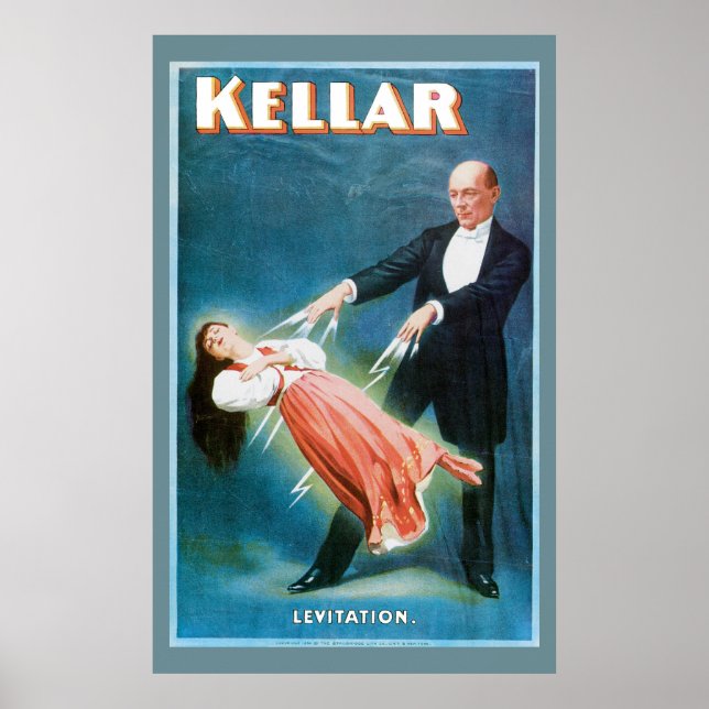 Kellar ~ Levitation Magician Vintage Magic Act Poster (Front)