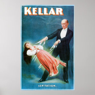 Kellar ~ Levitation Magician Vintage Magic Act Poster