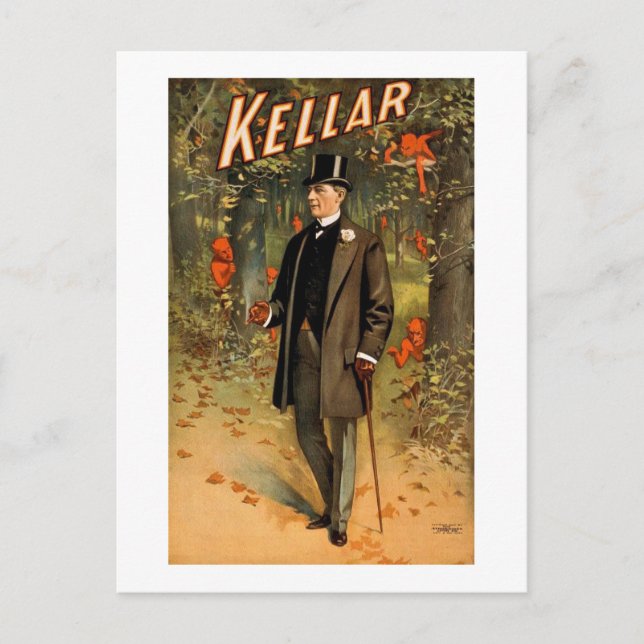 Kellar the Magician with Devils - Vintage Ad Postcard (Front)