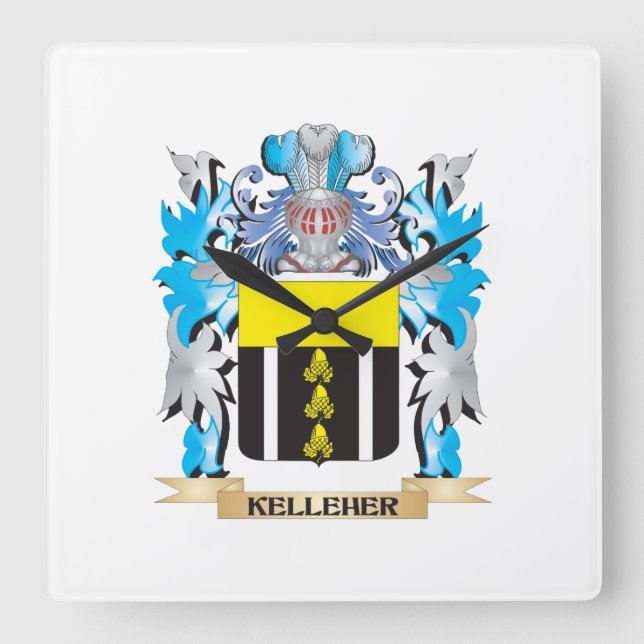 Kelleher Coat of Arms - Family Crest Square Wall Clock (Front)
