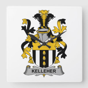 Kelleher Family Crest Square Wall Clock